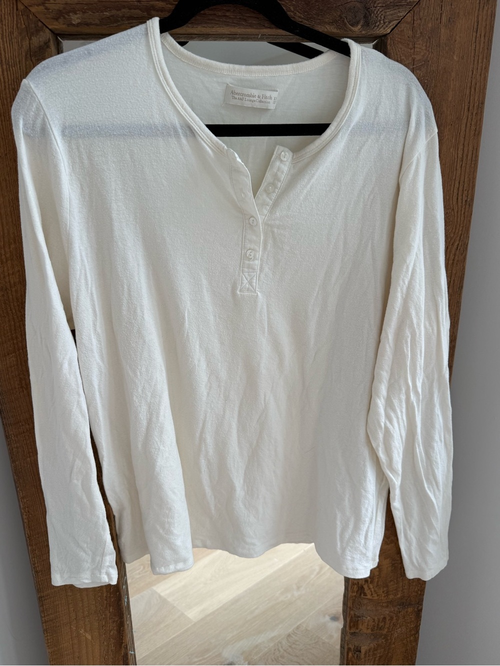 Abercrombie & Fitch Cream Long Sleeve Henley Top